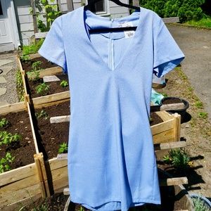 Blue V-Neck Dress